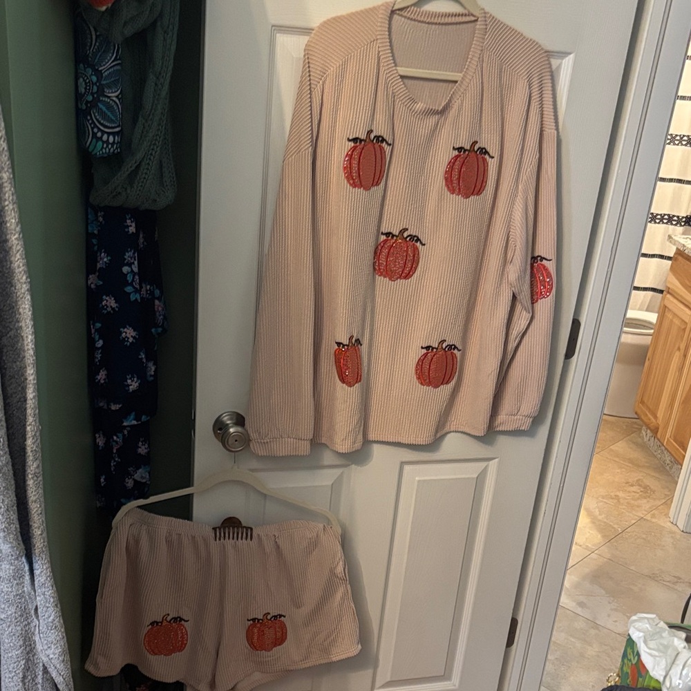 Pumpkin Print Pajamas Set